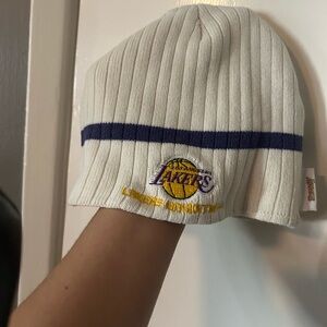 NBA lakers basketball beanie white as is condition one size fits all